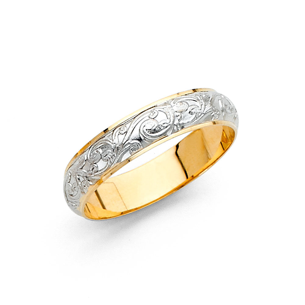 14K 2T 4MM ENGRAVE DOM WED BD