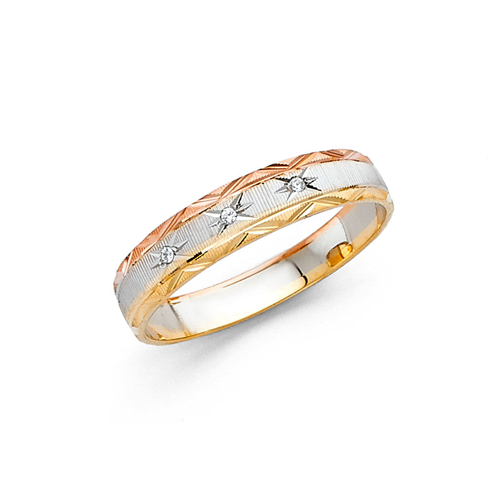 14K 3C 4MM DC WED BAND