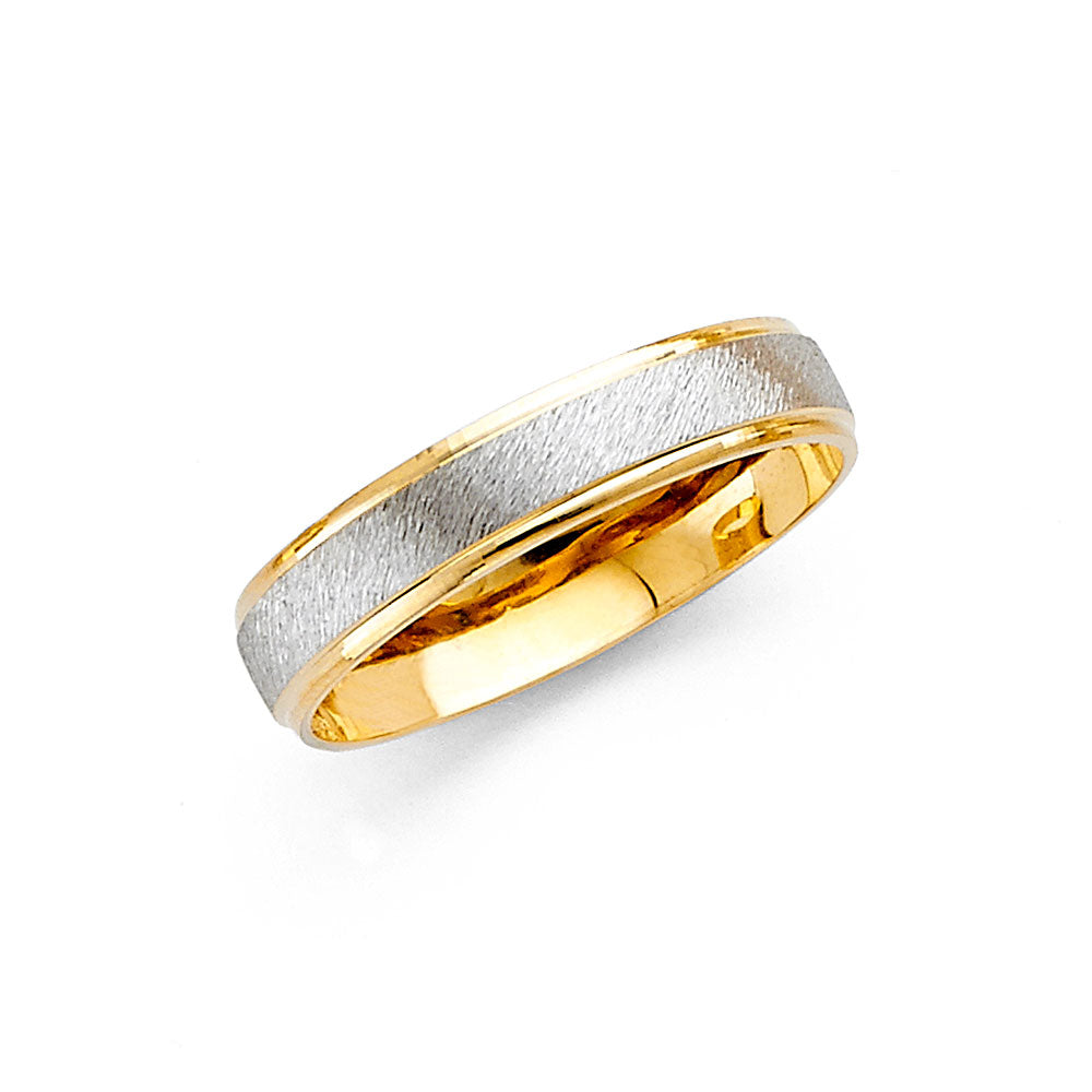 14K 2T 4MM FCUT WED BAND  SZ 7