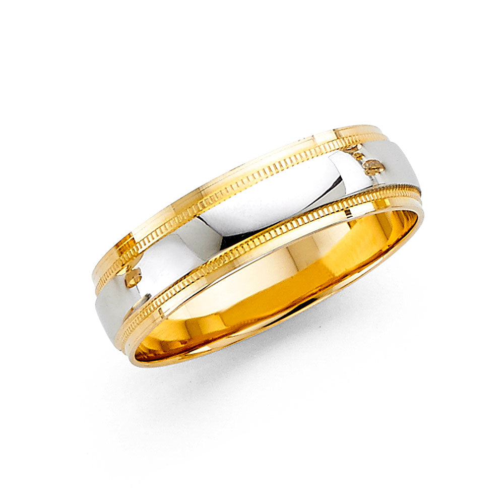 14K 2T 6MM WED BAND  SZ 10