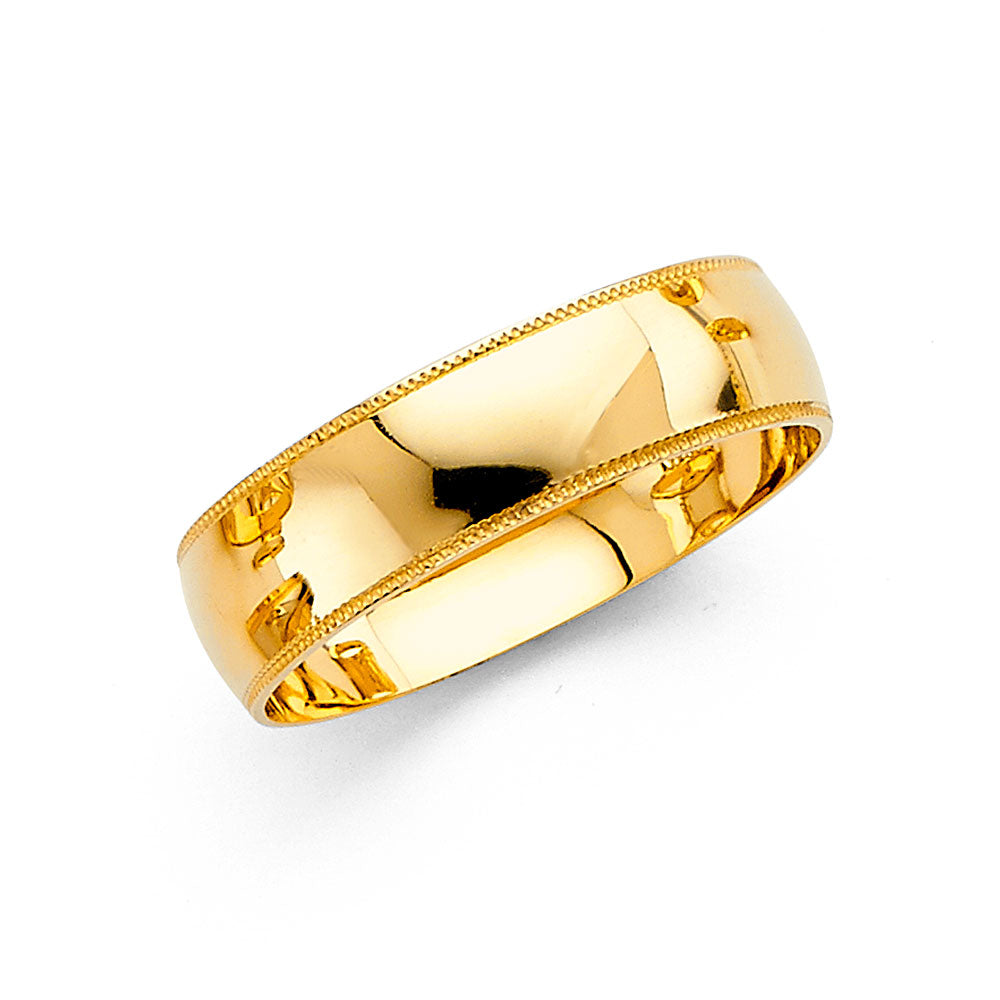 14KY 6MM MIL WED BAND  SZ 10