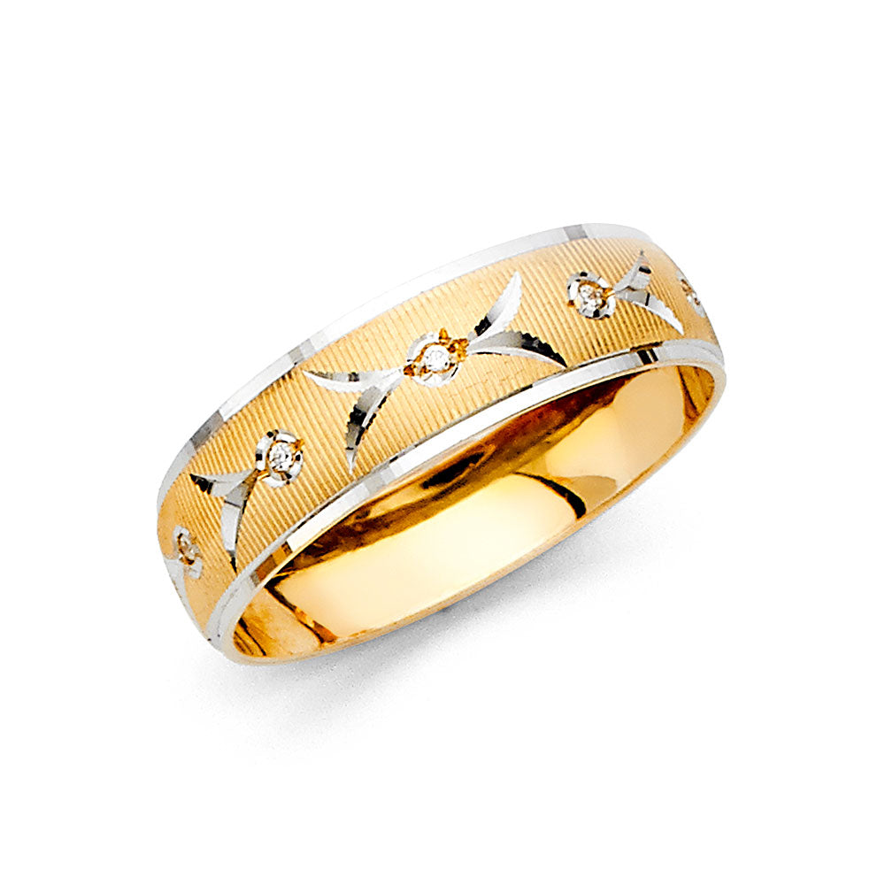 14K 2T MEN CZ WED BAND