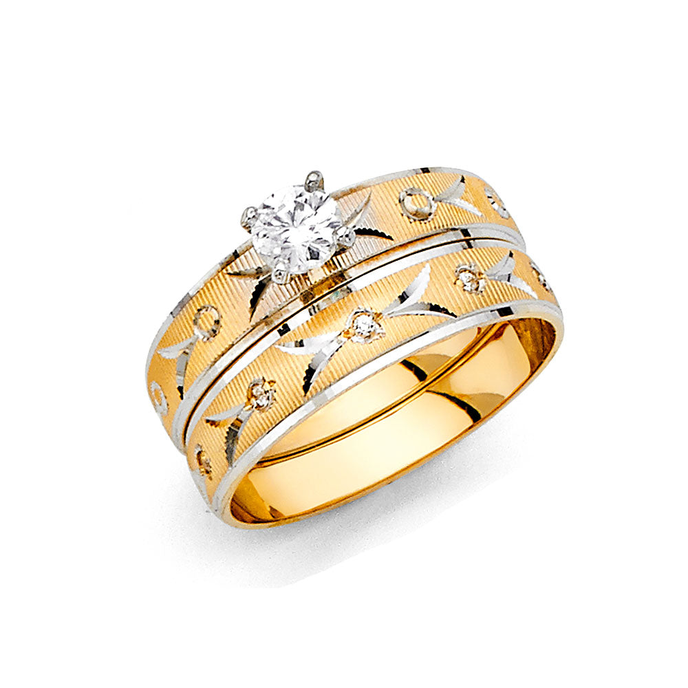 14K 2T LADIES CZ ENG RING