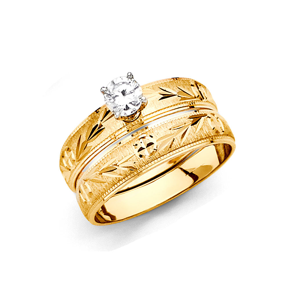 14KY LADIES CZ ENG RING