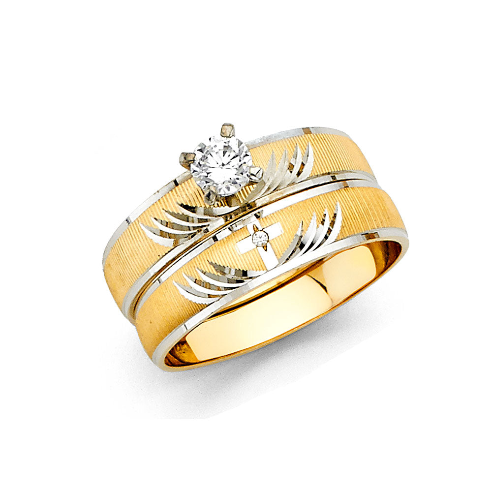 14K 2T LADIES CZ ENG RING