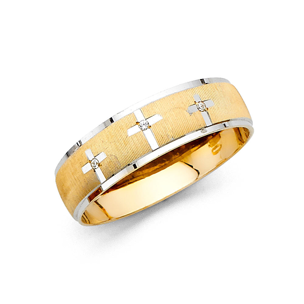 14K 2T MEN CZ WED BAND