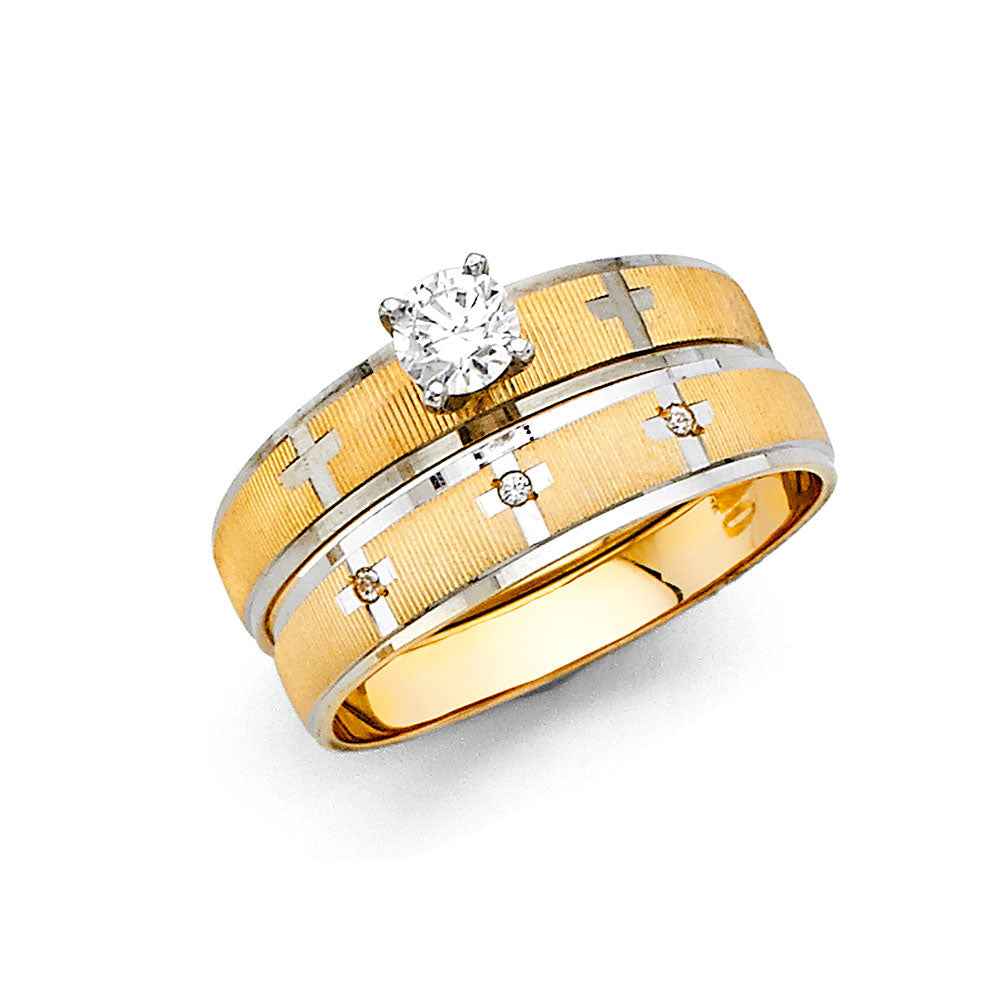 14K 2T LADIES CZ ENG RING