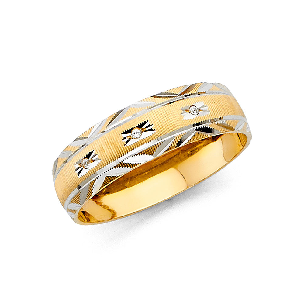 14K 2T MEN CZ WED BAND