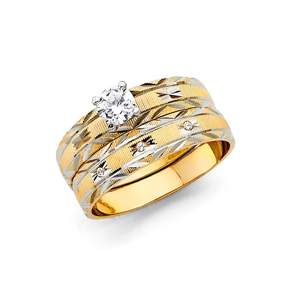 14K 2T LADIES CZ ENG RING