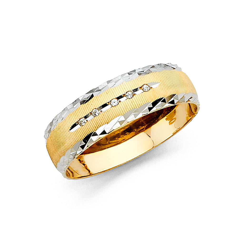 14K 2T MEN CZ WED BAND