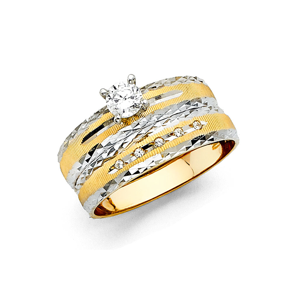 14K 2T LADIES CZ ENG RING
