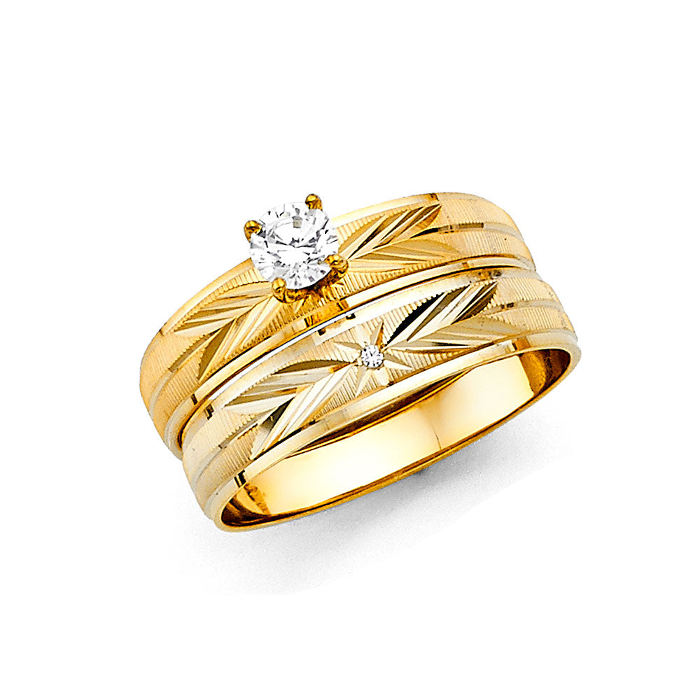 14K 2T LADIES CZ ENG RING