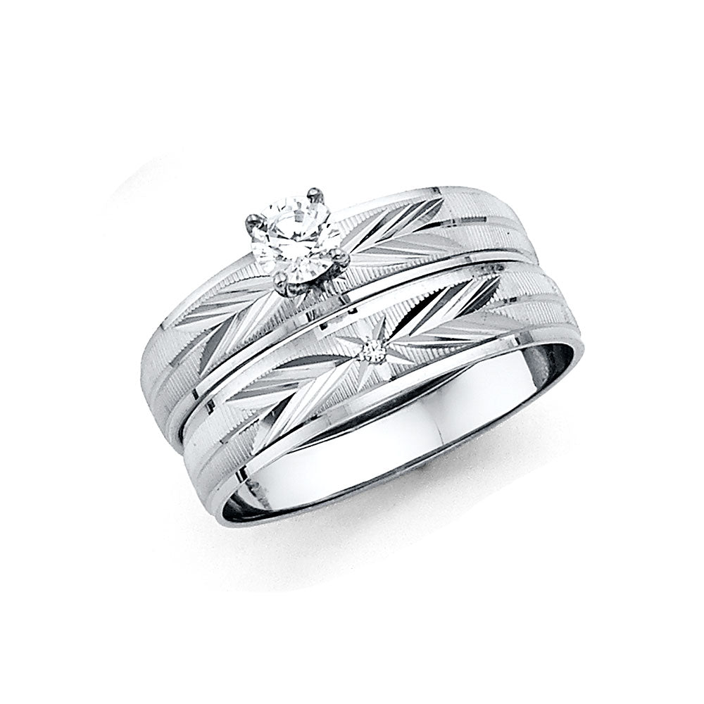 14KW LADIES CZ ENG RING