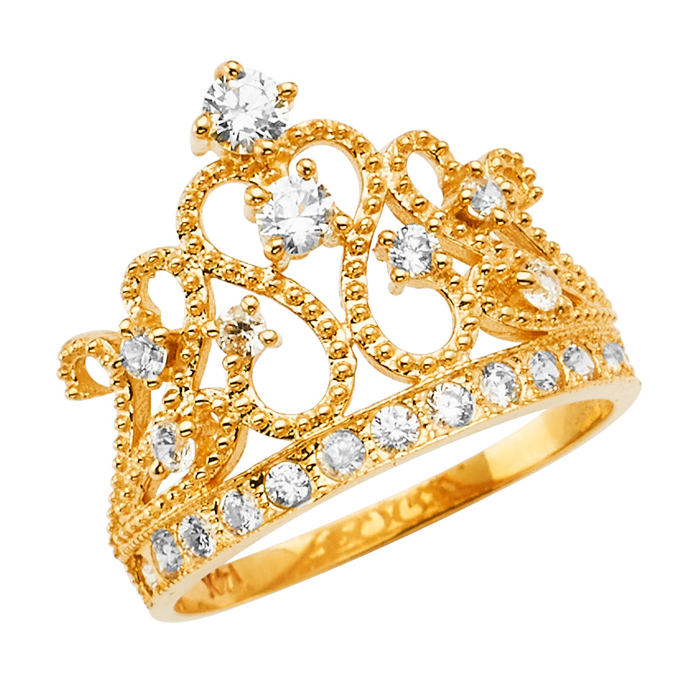 14KY CZ CROWN RING