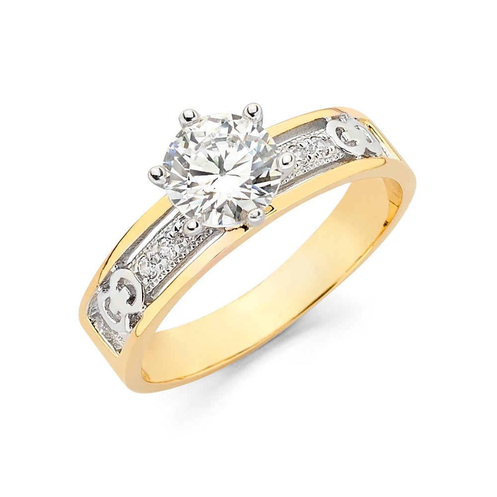 14K 2T CZ ENG RING