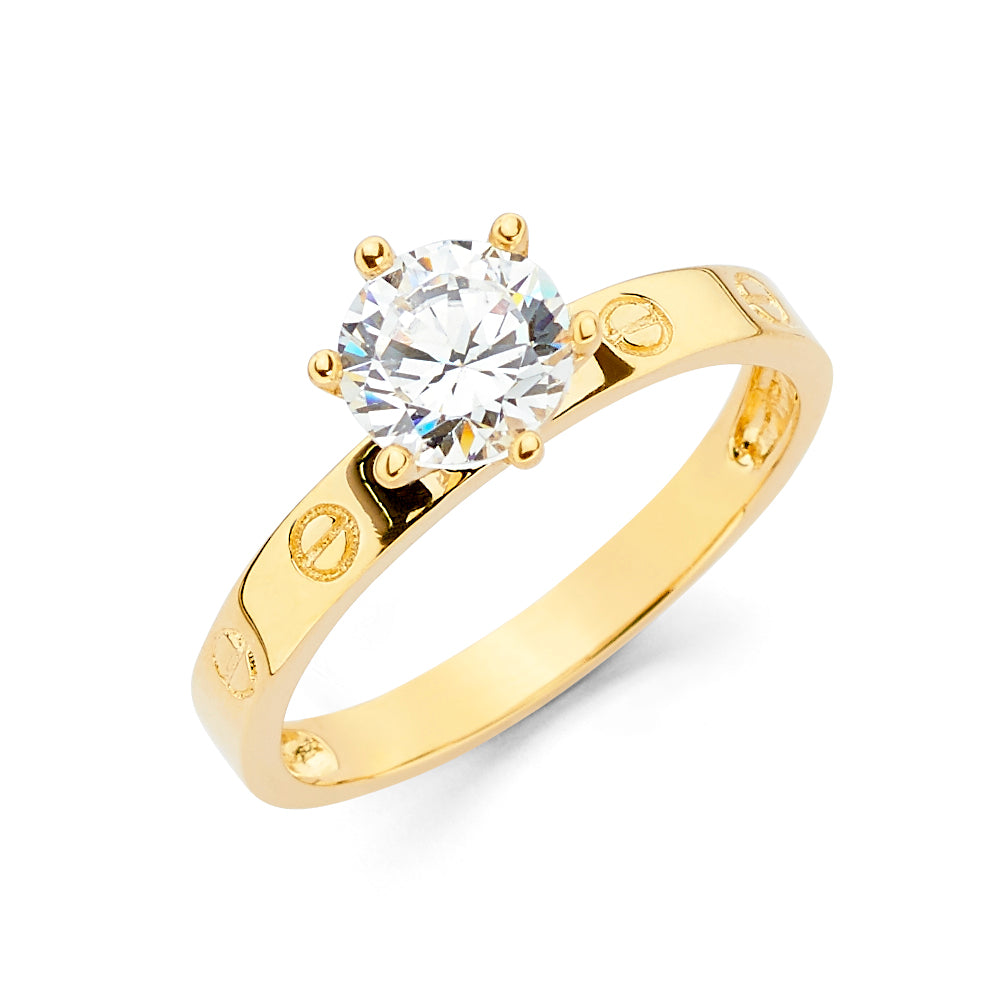 14K 2T CZ ENG RING