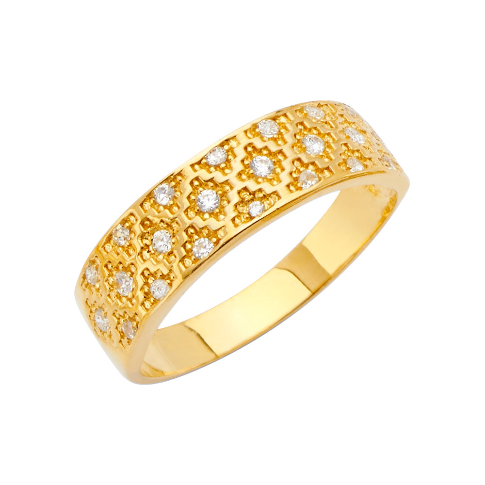 14KY CZ MENS WED BAND
