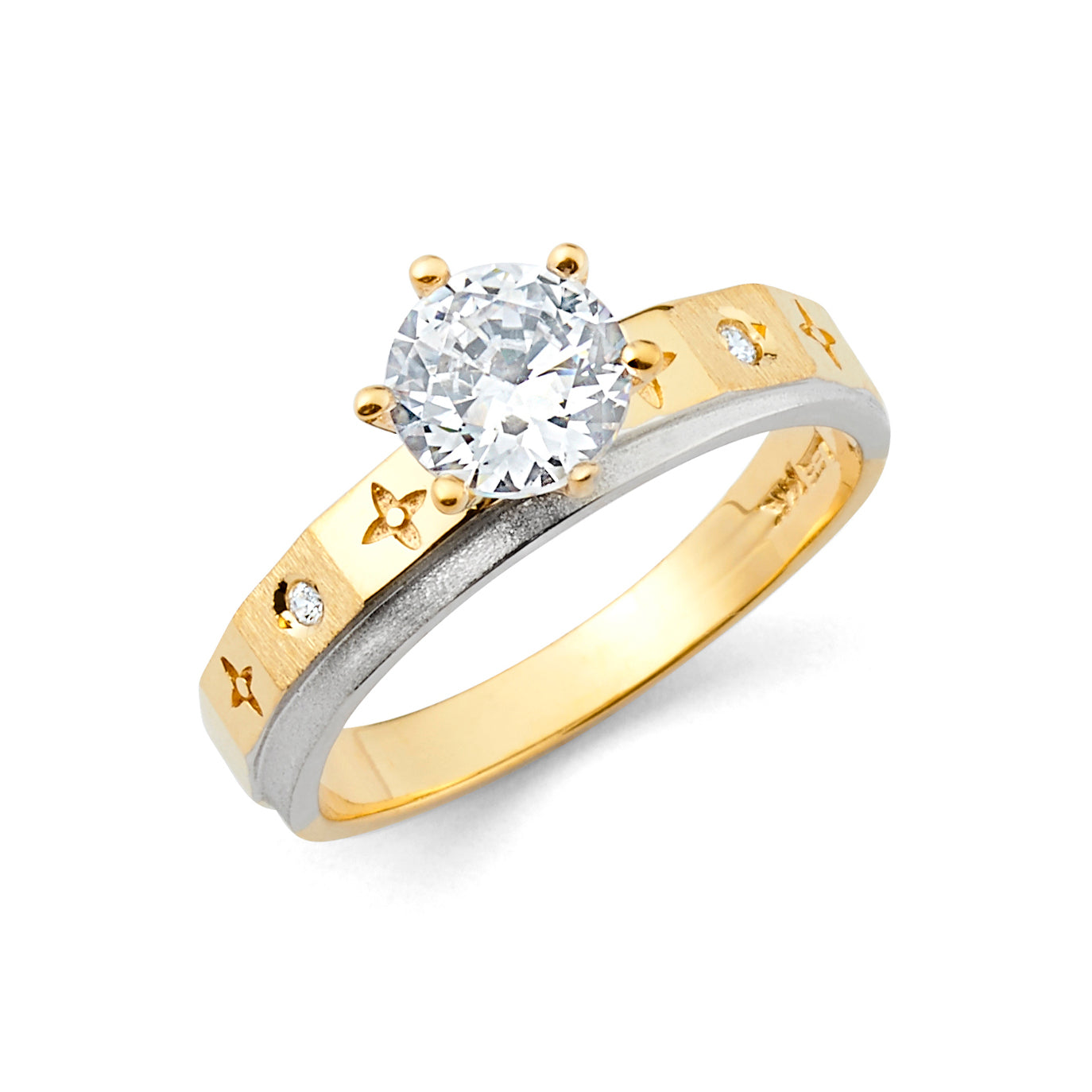 14K 2T CZ ENG RING