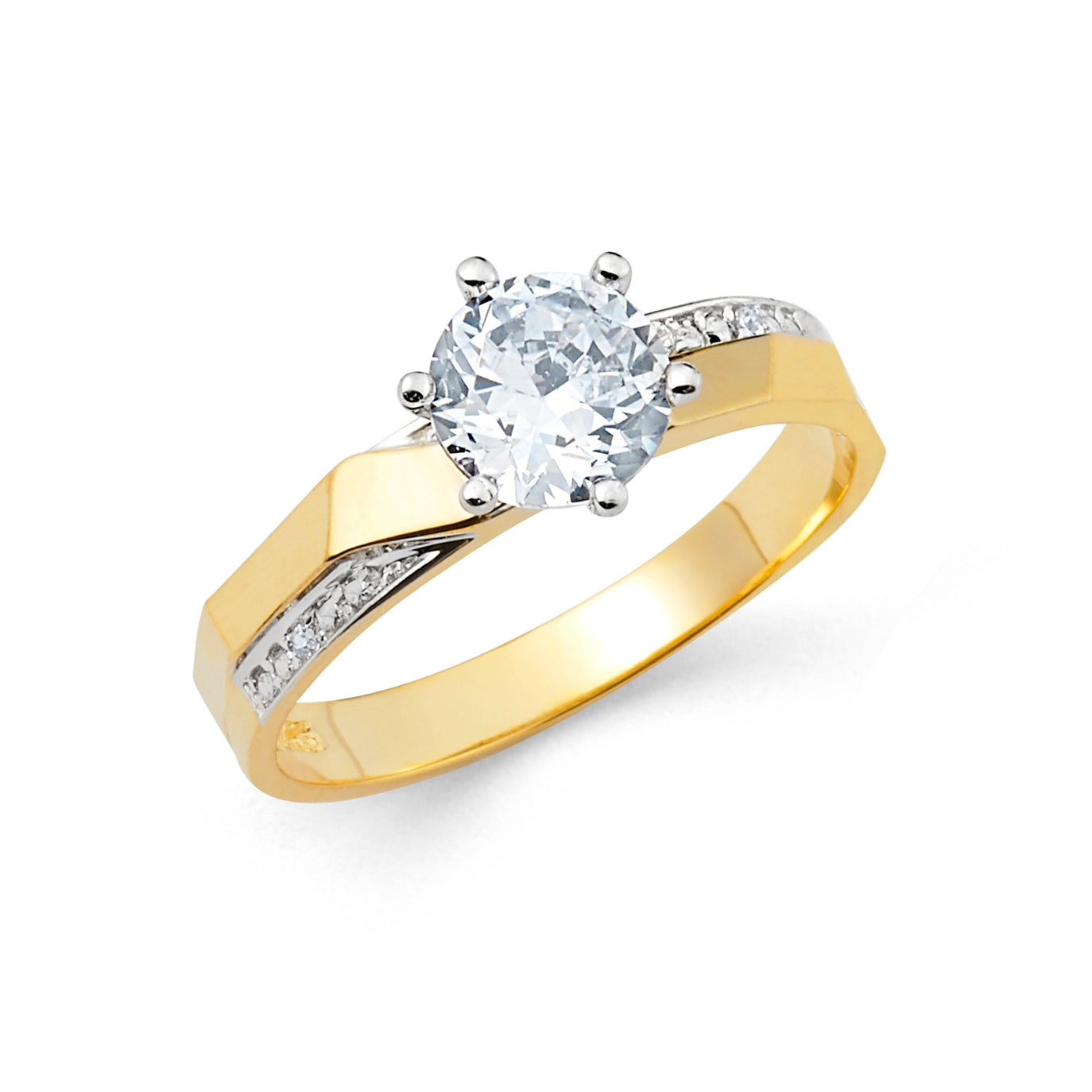 14K 2T CZ ENG RING