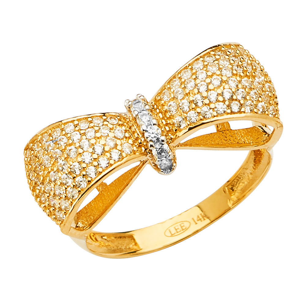 14K 2T BOW TIE CZ RING