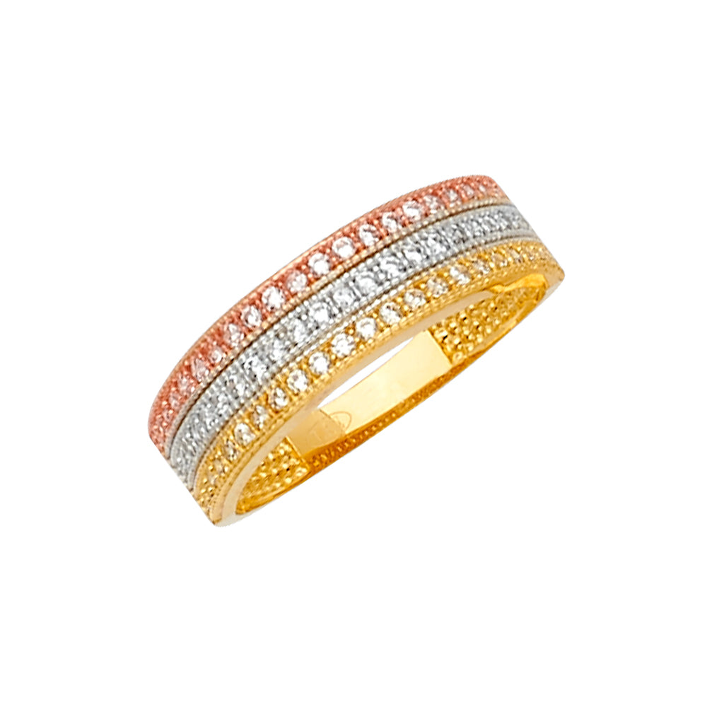 14K 3C FANCY CZ RING