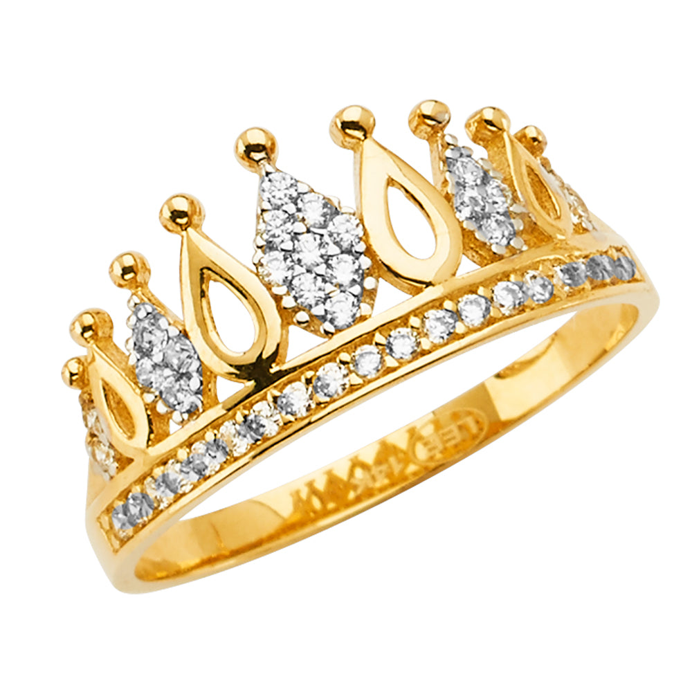 14K 2T CROWN CZ RING