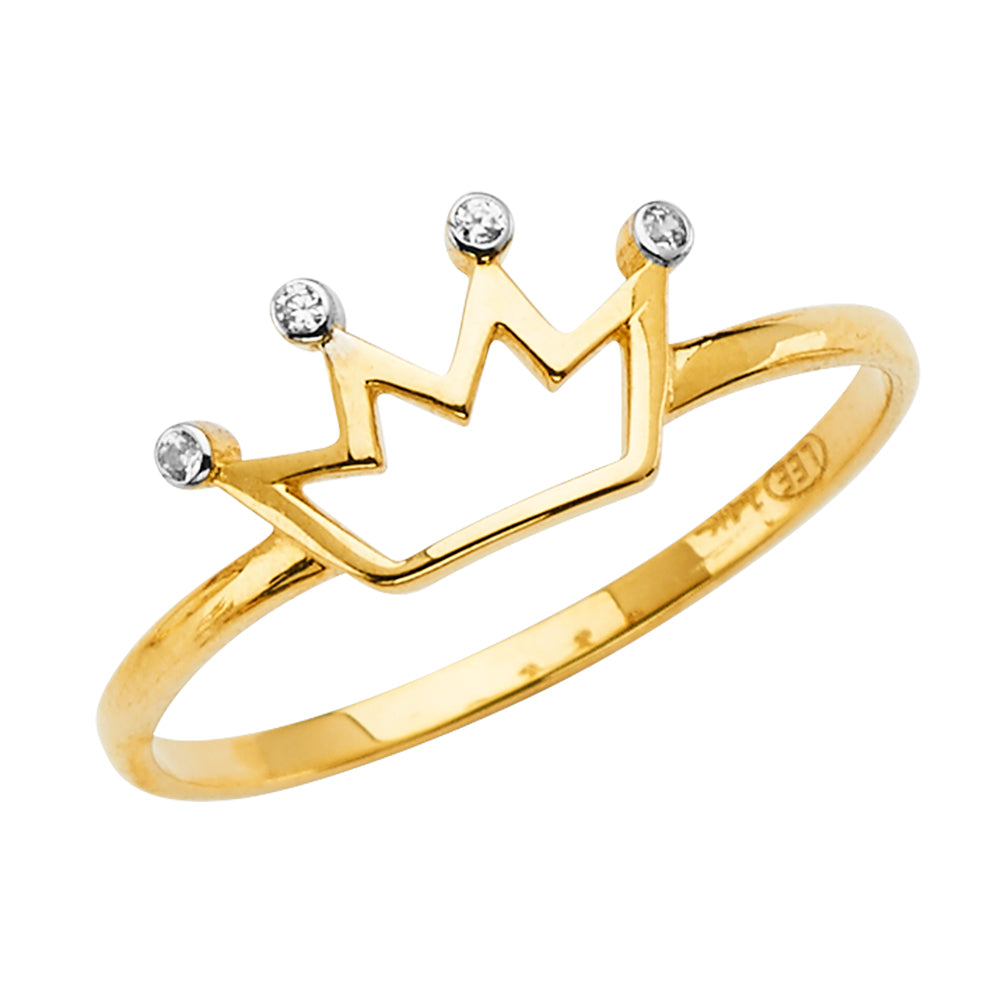 14K 2T CROWN CZ RING
