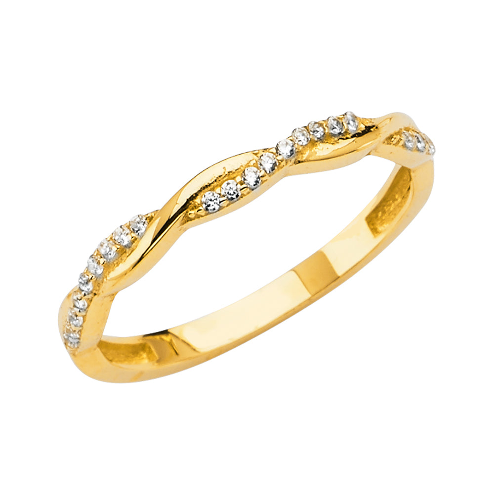 14KY MPAVE BRAIED LADIES CZ RING