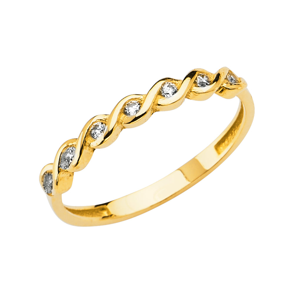 14KY BRAIED LADIES CZ RING