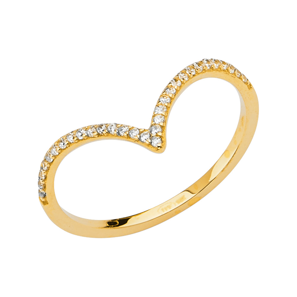14K 2T VSHAPE LADIES CZ BAND