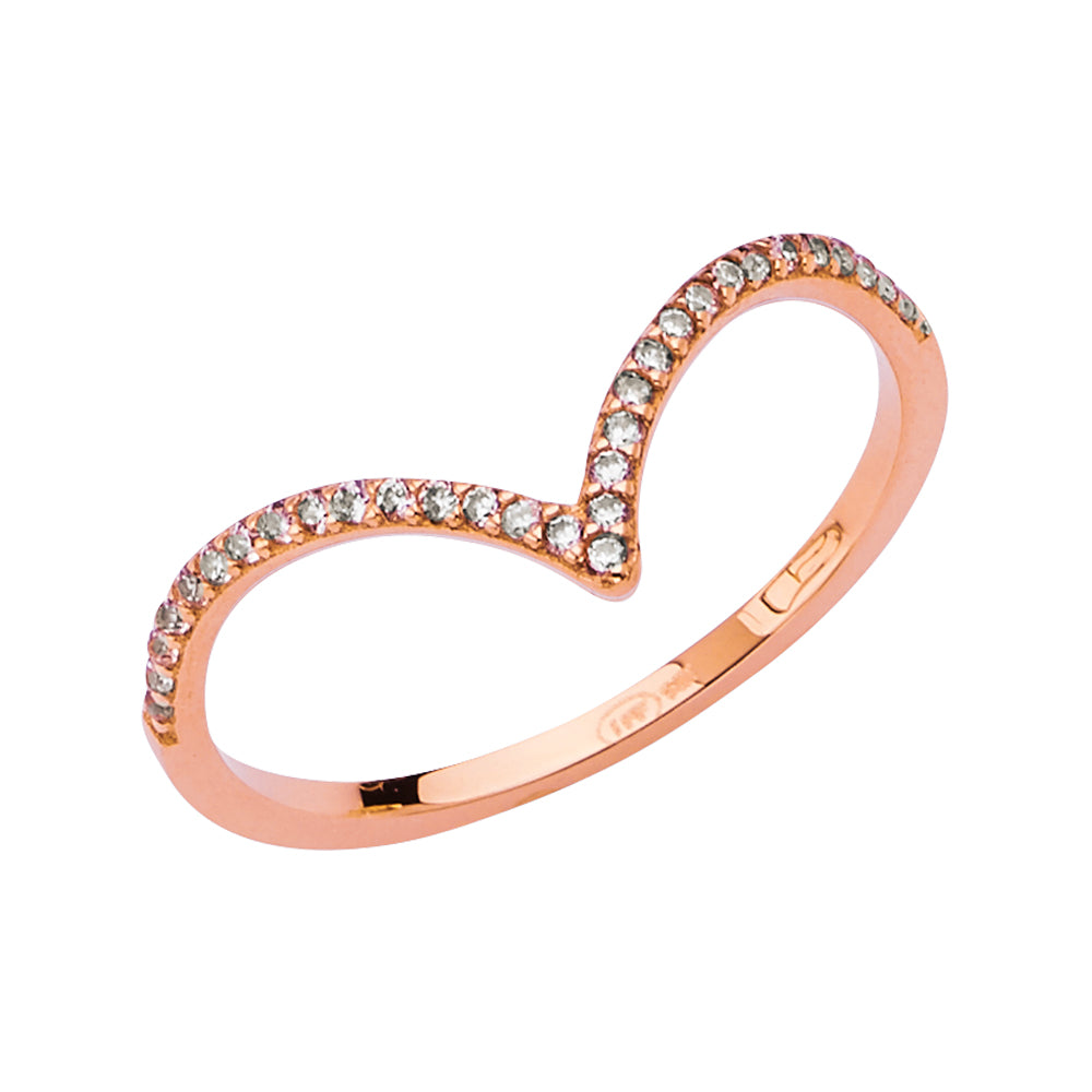 14K PINK VSHAPE LADIES CZ BAND