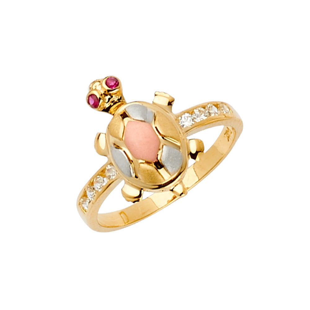 14K 3Color CZ Turtle Ring / Half Set