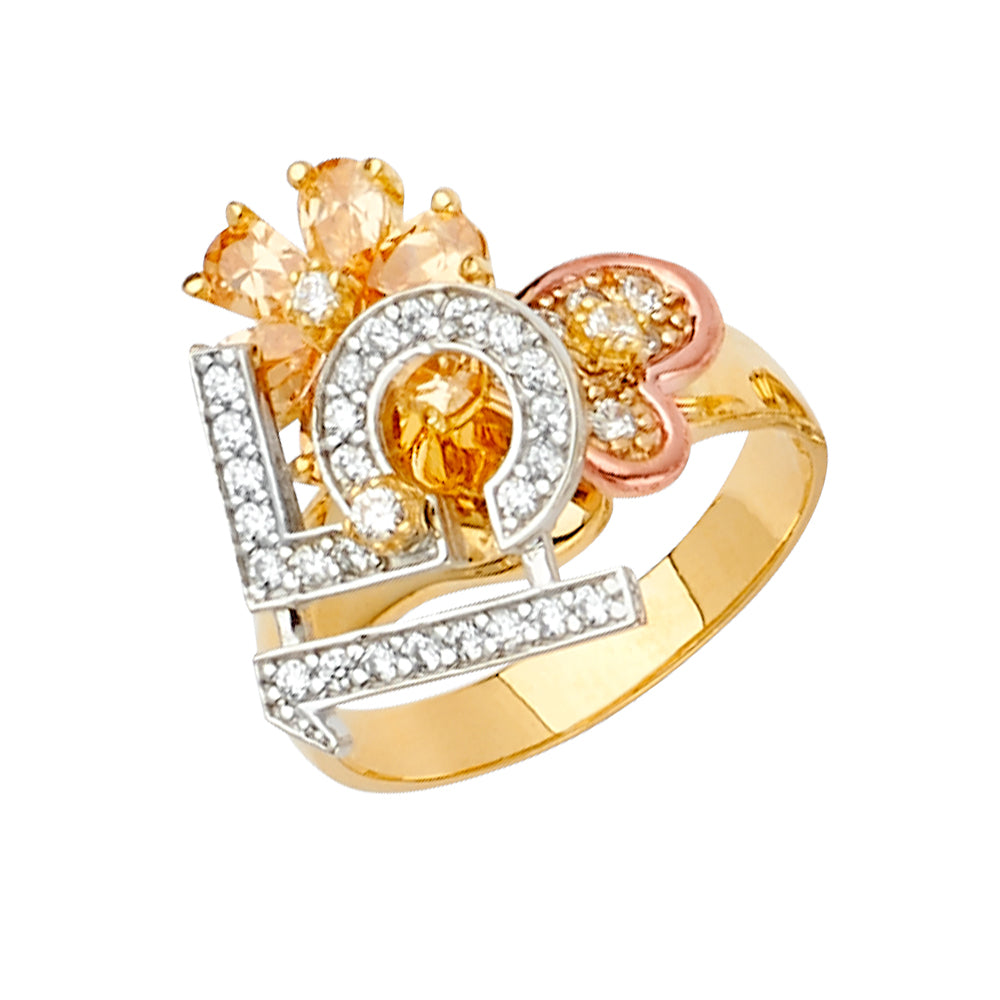 14K 3Color CZ 15 Years Motion Ring / Half Set