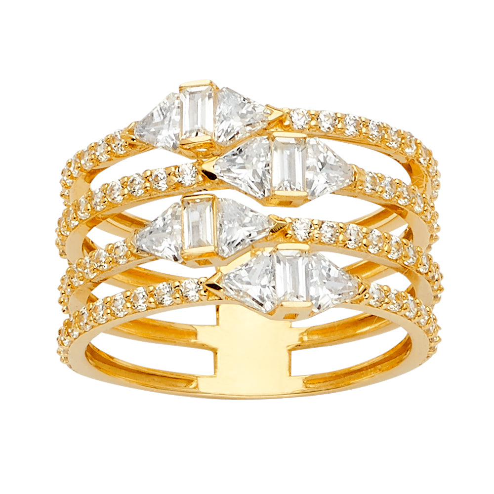 14KY 5Lines CZ Ring