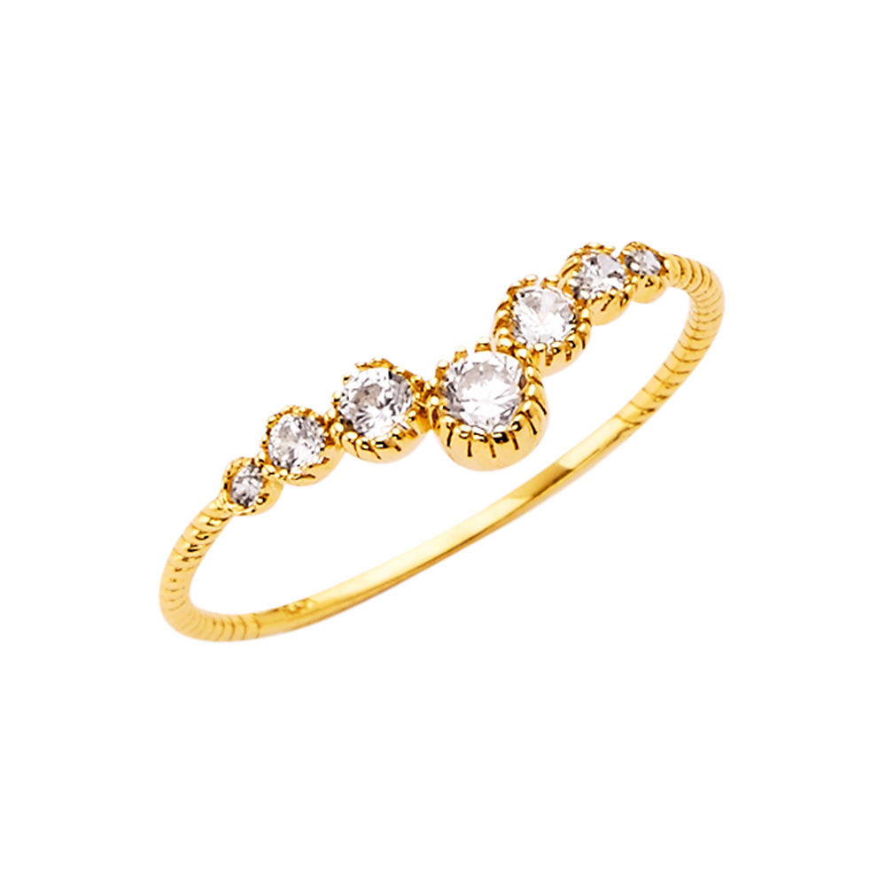 14KY CZ VShape Band