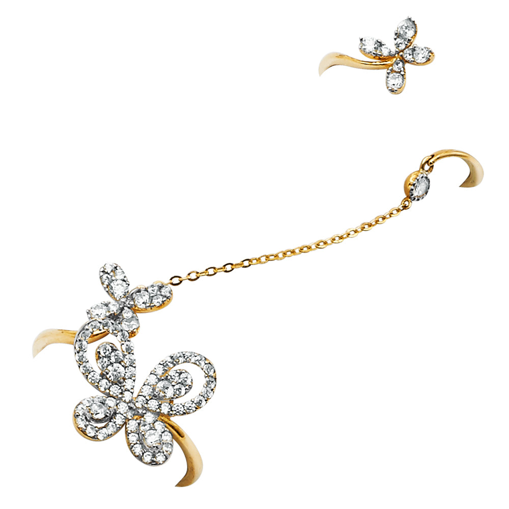 14K 2T 2Rings in one Finger Ring