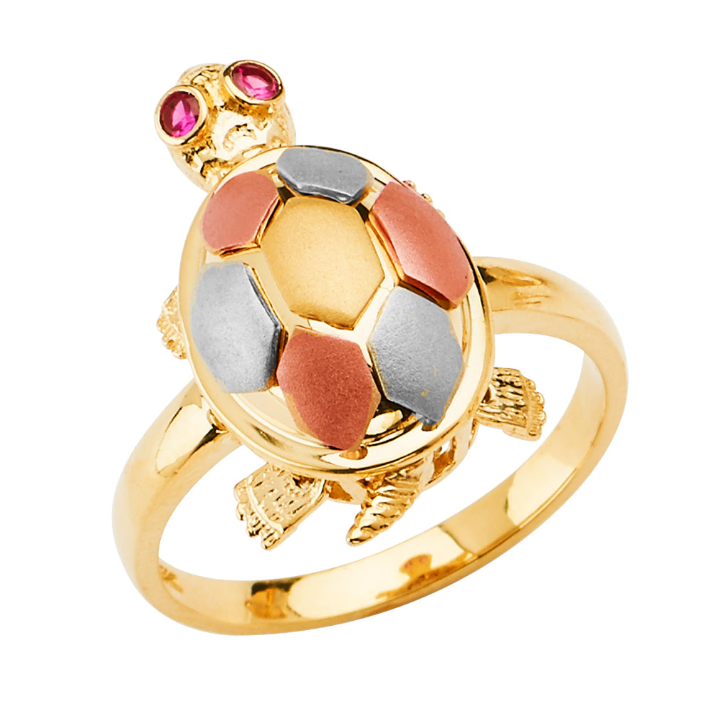 14K 3Color Turtle Ring
