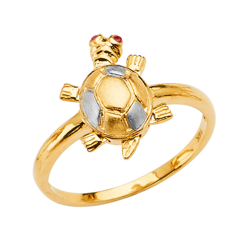 14K 2Tone Baby Turtle Ring