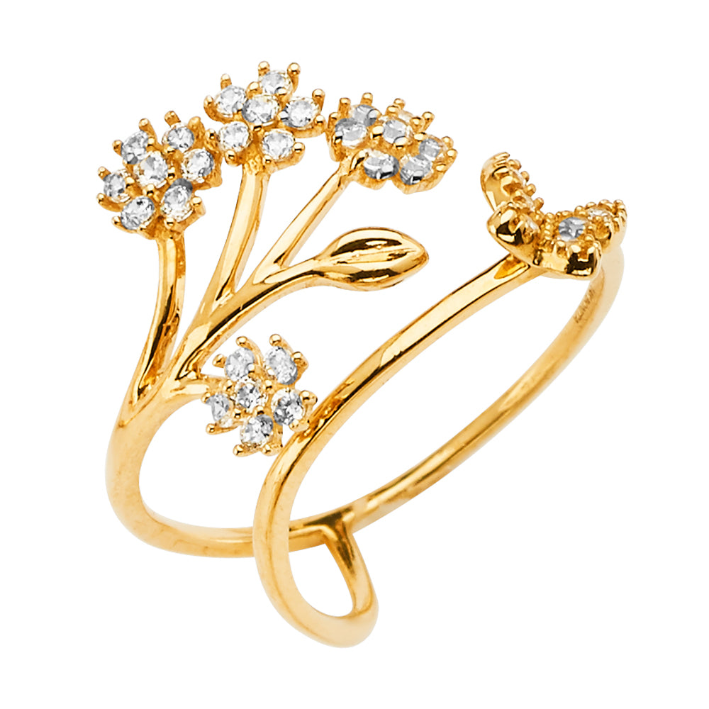 14KY CZ Size adjustable Ring