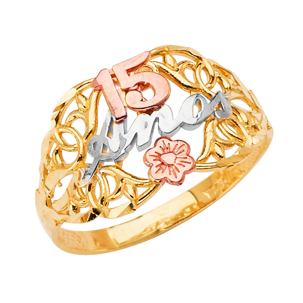 14K 3C 15 Years Ring