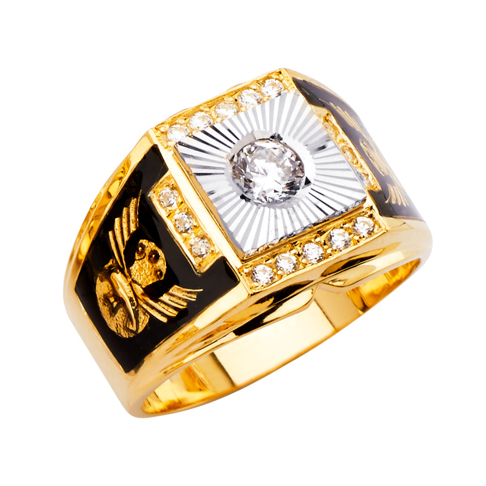 14K 2Tone Men's CZ Ring