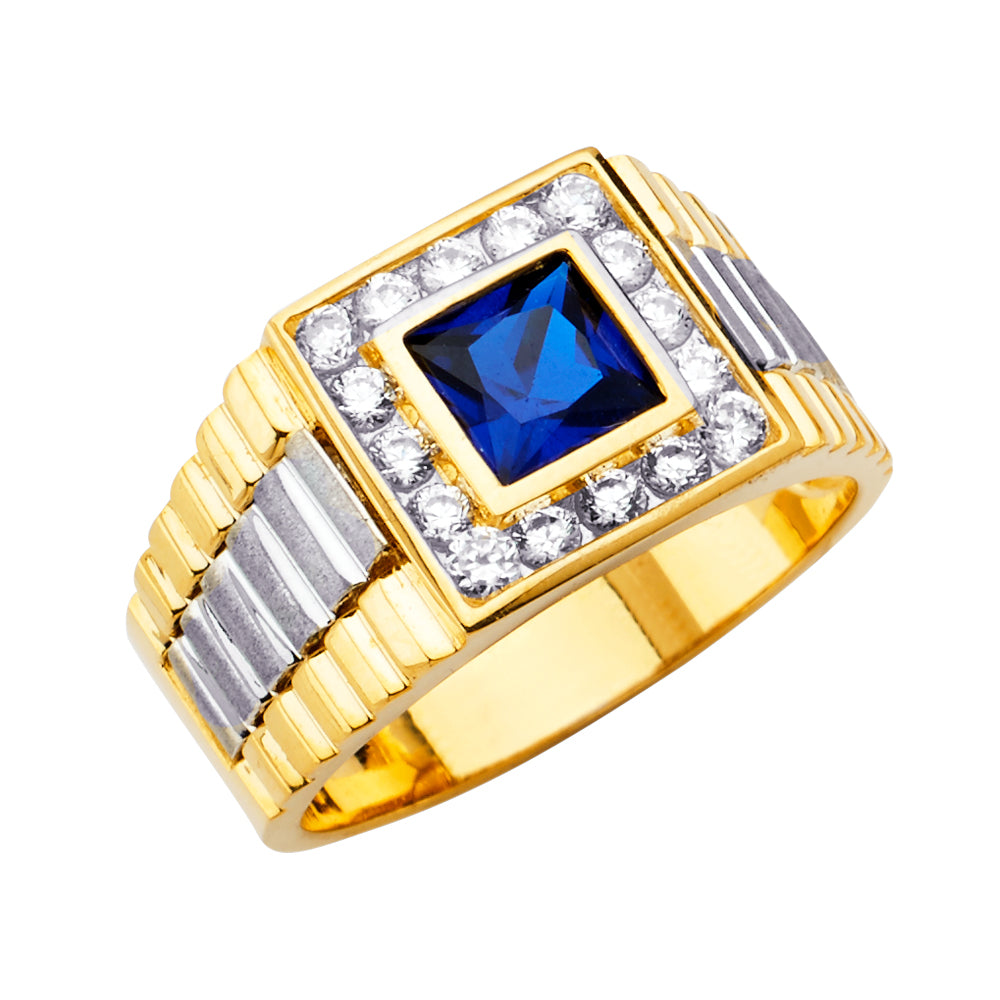 14K 2Tone Men's CZ Ring