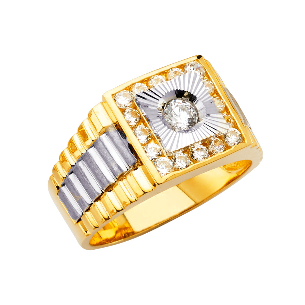 14K 2Tone Men's CZ Ring