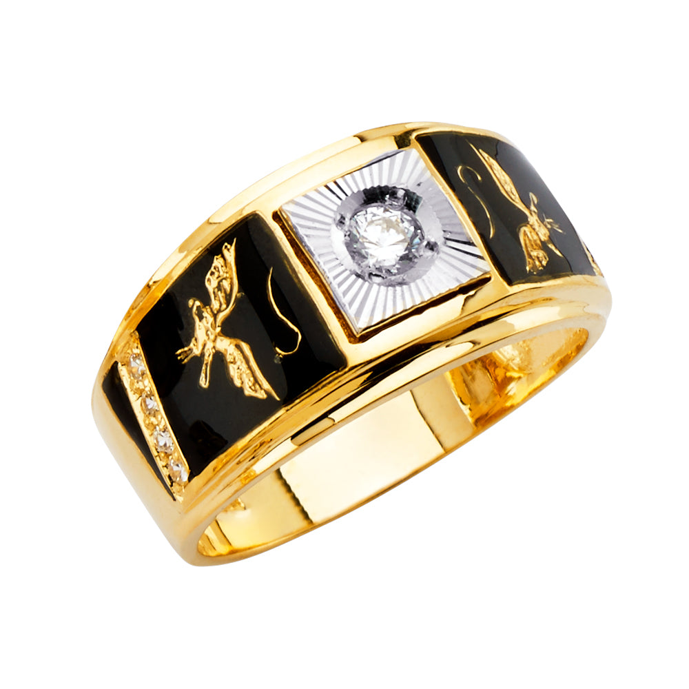 14K 3Color Men's CZ Ring
