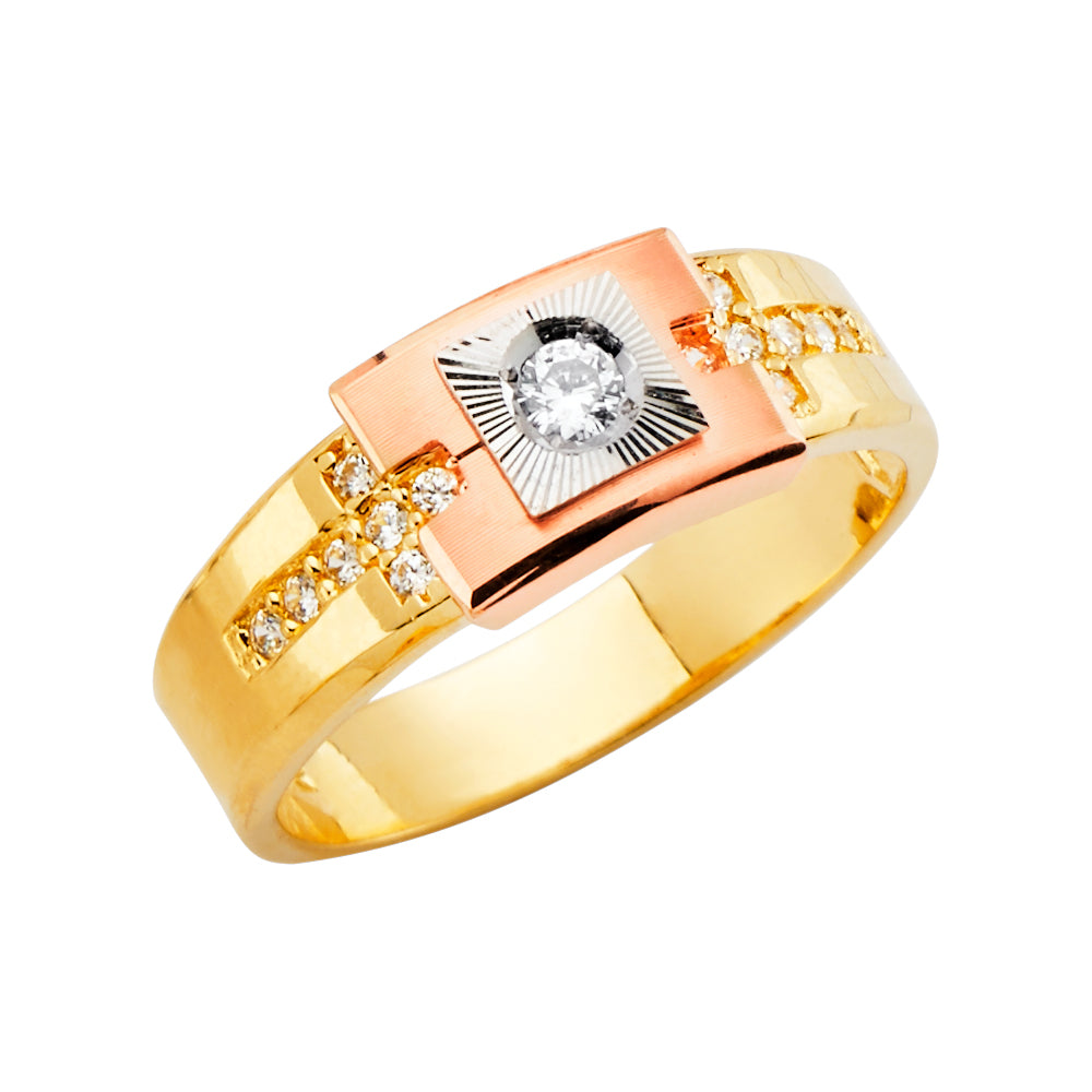 14K 2Tone Men's CZ Ring