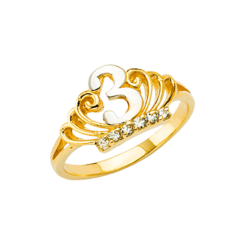 14K 2T 3Years Old Baby CZ Crown Ring