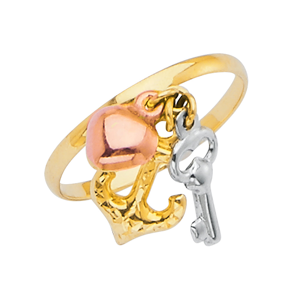 14K 3C Ring w/3C Hanging Charm