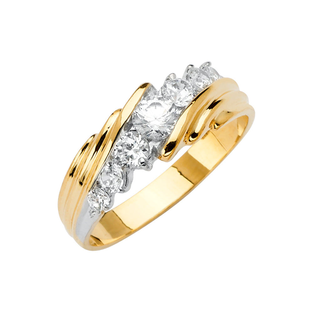 14KY Men's CZ Wedding Band / Trio Set