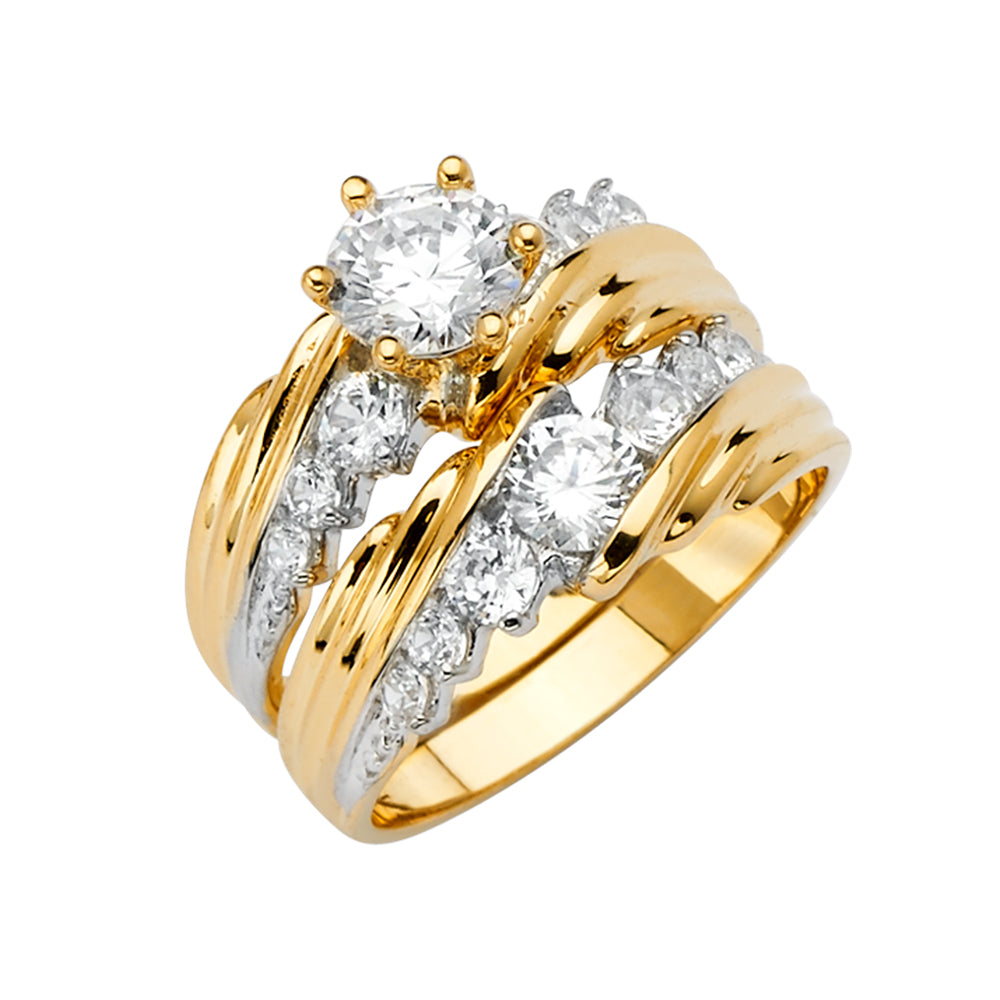 14KY CZ Engagement Ring / Trio Set