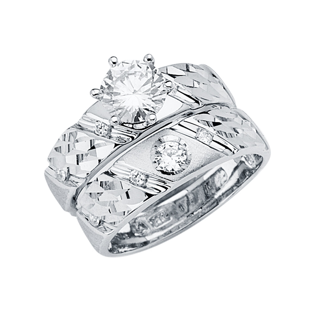 14KW CZ Engagement Ring / Trio Set